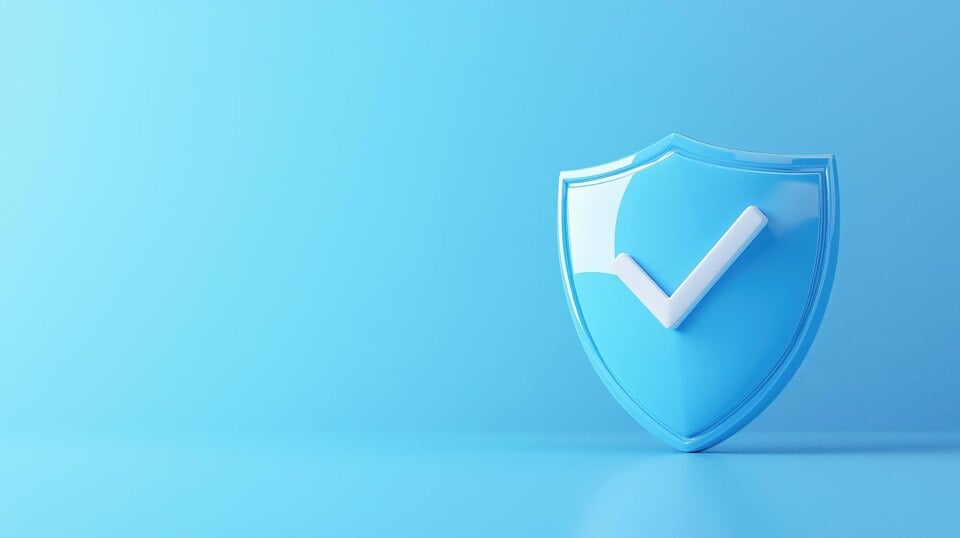 Blue shield with checkmark representing quality assurance