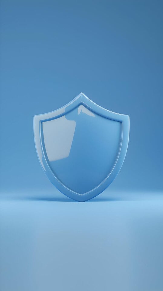 Blue shield representing quality protection